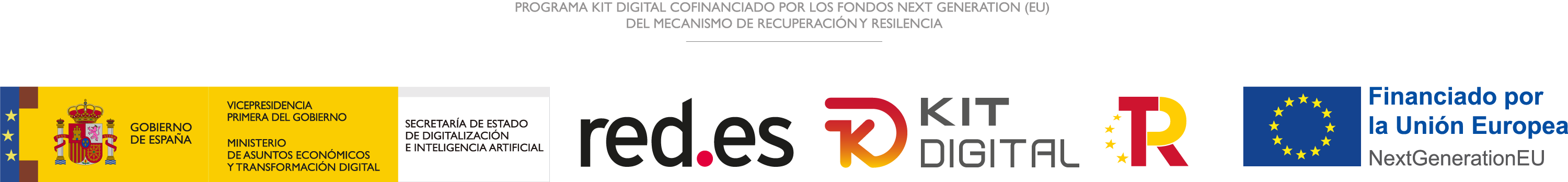 Programa Kit Digital cofinançat pels fons Next Generation (UE) del Mecanisme de Recuperació i Resiliència. Govern d’Espanya, Red.es, Kit Digital, Pla de Recuperació i Unió Europea NextGenerationEU